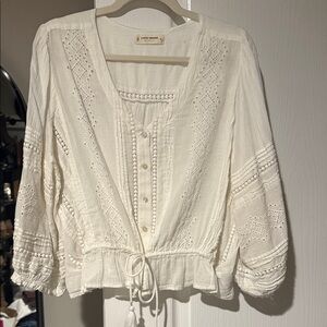 Lucky Brand Women's Cream Eyelet Blouse